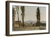 A la villa Farnèse : les trois peupliers et le Mont Latium-Pierre Henri de Valenciennes-Framed Giclee Print