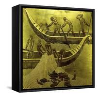 A Lacquered Panel Depicting Fishermen Drawing their Nets-Jean Dunand-Framed Stretched Canvas