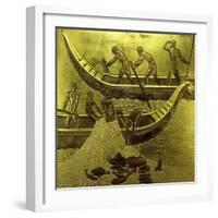 A Lacquered Panel Depicting Fishermen Drawing their Nets-Jean Dunand-Framed Giclee Print