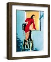 A Lad Her Problem Pin-Up 1940-Gil Elvgren-Framed Art Print