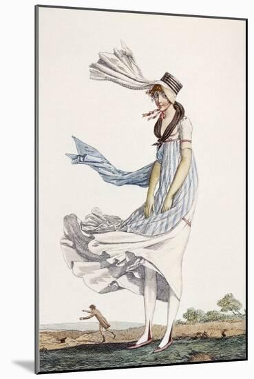 A Ladies Summer Promenade Dress, 1800 (Coloured Engraving)-Philibert Louis Debucourt-Mounted Giclee Print