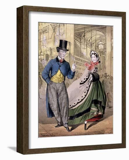 A Lady and a Gentleman by the Entrance to the Oxford Music Hall, Oxford St, Westminster, C1860-Concanen & Lee-Framed Giclee Print