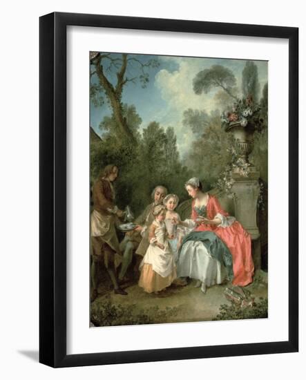 A Lady and a Gentleman in the Garden with Two Children c. 1742 (Detail)-Nicolas Lancret-Framed Giclee Print