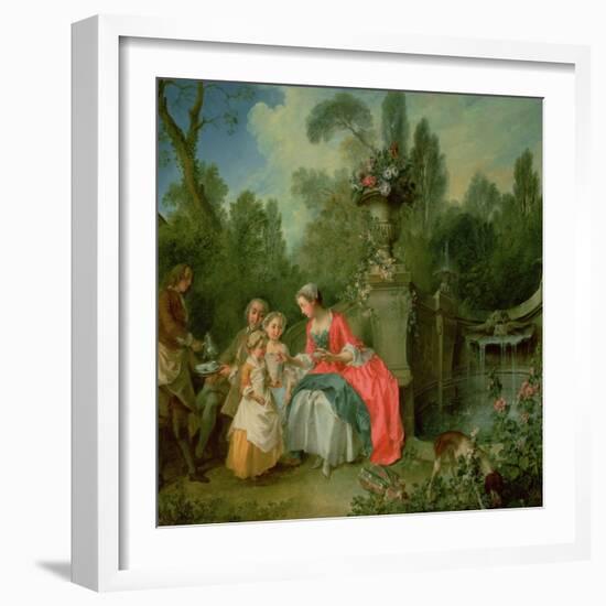 A Lady and a Gentleman in the Garden with Two Children c. 1742-Nicolas Lancret-Framed Giclee Print