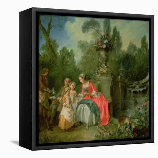 A Lady and a Gentleman in the Garden with Two Children c. 1742-Nicolas Lancret-Framed Stretched Canvas