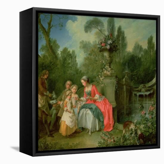 A Lady and a Gentleman in the Garden with Two Children c. 1742-Nicolas Lancret-Framed Stretched Canvas