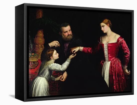 A Lady and Gentleman with their Daughter-Paris Bordone-Framed Stretched Canvas