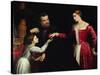 A Lady and Gentleman with their Daughter-Paris Bordone-Stretched Canvas