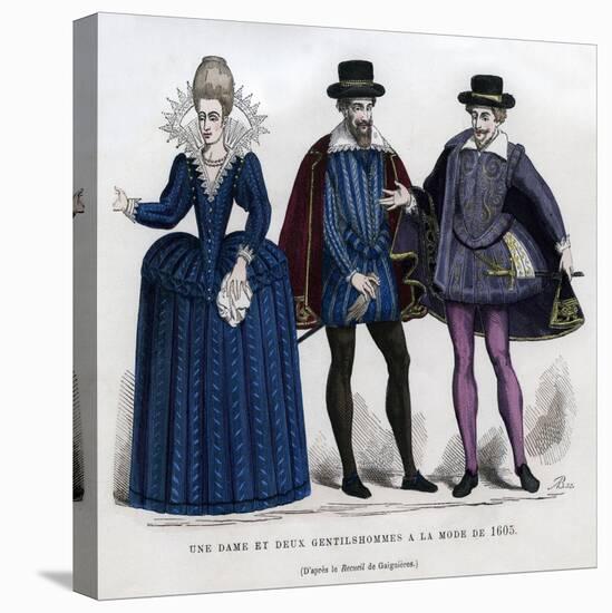 A Lady and Two Gentlemen in French Dress of 1605 (1882-188)-null-Stretched Canvas