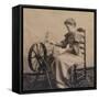 A Lady at a Spinning Wheel C1900-null-Framed Stretched Canvas