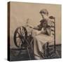 A Lady at a Spinning Wheel C1900-null-Stretched Canvas