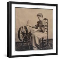 A Lady at a Spinning Wheel C1900-null-Framed Photographic Print