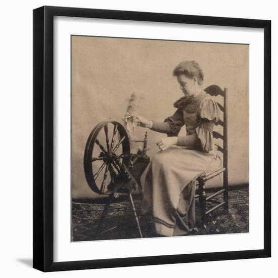 A Lady at a Spinning Wheel C1900-null-Framed Photographic Print