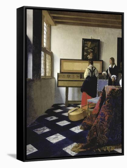 A Lady at the Virginal with a Gentleman (The Music Lesso), Ca 1662-Johannes Vermeer-Framed Stretched Canvas