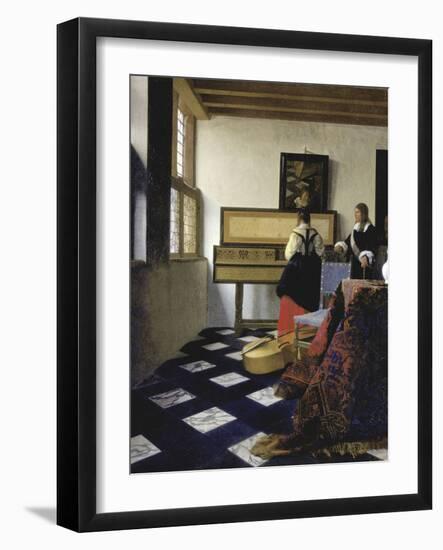 A Lady at the Virginal with a Gentleman (The Music Lesso), Ca 1662-Johannes Vermeer-Framed Giclee Print