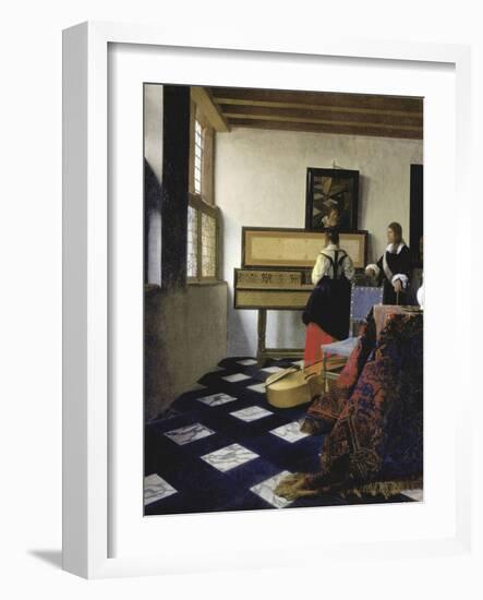 A Lady at the Virginal with a Gentleman (The Music Lesso), Ca 1662-Johannes Vermeer-Framed Giclee Print