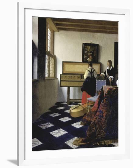 A Lady at the Virginal with a Gentleman (The Music Lesso), Ca 1662-Johannes Vermeer-Framed Giclee Print