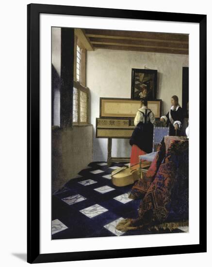 A Lady at the Virginal with a Gentleman (The Music Lesso), Ca 1662-Johannes Vermeer-Framed Giclee Print