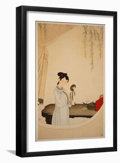 A Lady Gazing in the Mirror-Wu Changshuo-Framed Giclee Print