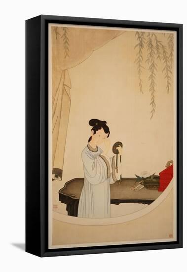 A Lady Gazing in the Mirror-Wu Changshuo-Framed Stretched Canvas