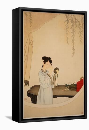 A Lady Gazing in the Mirror-Wu Changshuo-Framed Stretched Canvas