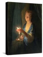 A Lady Holding a Candle-Godfried Schalken Or Schalcken-Stretched Canvas