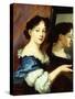 A Lady Holding a Mirror, circa 1660-Nicolas Mignard-Stretched Canvas