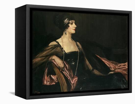 A Lady in Black: Portrait of Jean Ainsworth, Viscountess Massereene and Ferrard, 1917-Sir John Lavery-Framed Stretched Canvas