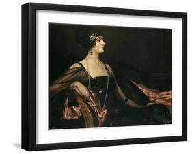 A Lady in Black: Portrait of Jean Ainsworth, Viscountess Massereene and Ferrard, 1917-Sir John Lavery-Framed Giclee Print