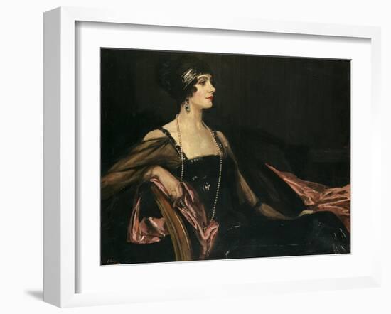 A Lady in Black: Portrait of Jean Ainsworth, Viscountess Massereene and Ferrard, 1917-Sir John Lavery-Framed Giclee Print