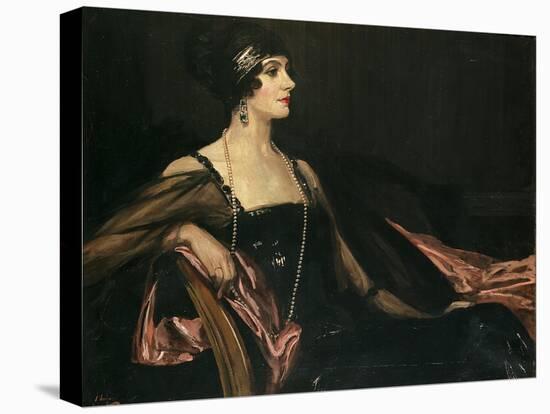 A Lady in Black: Portrait of Jean Ainsworth, Viscountess Massereene and Ferrard, 1917-Sir John Lavery-Stretched Canvas