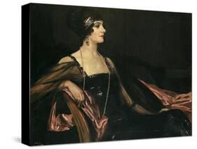 A Lady in Black: Portrait of Jean Ainsworth, Viscountess Massereene and Ferrard, 1917-Sir John Lavery-Stretched Canvas