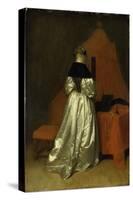 A Lady in White Satin-Gerard Terborch-Stretched Canvas