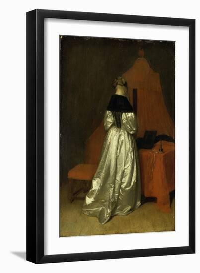 A Lady in White Satin-Gerard Terborch-Framed Giclee Print