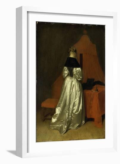 A Lady in White Satin-Gerard Terborch-Framed Giclee Print