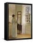 A Lady Looking in a Mirror by an Open Door-Carl Holsoe-Framed Stretched Canvas