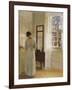 A Lady Looking in a Mirror by an Open Door-Carl Holsoe-Framed Giclee Print