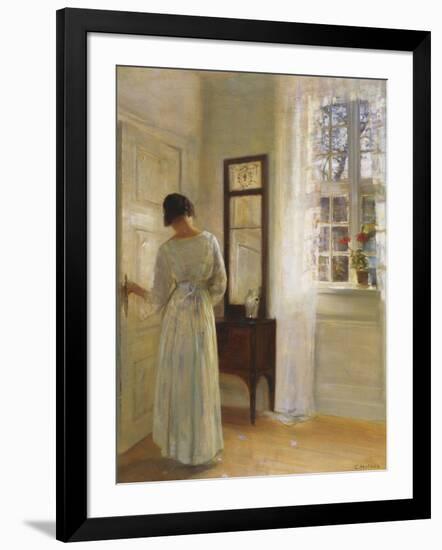 A Lady Looking in a Mirror by an Open Door-Carl Holsoe-Framed Giclee Print