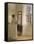 A Lady Looking in a Mirror by an Open Door-Carl Holsoe-Framed Stretched Canvas