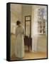 A Lady Looking in a Mirror by an Open Door-Carl Holsoe-Framed Stretched Canvas