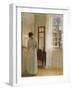 A Lady Looking in a Mirror by an Open Door-Carl Holsoe-Framed Giclee Print