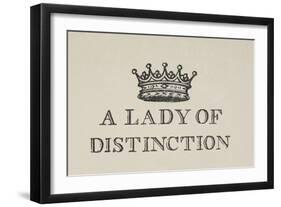 A Lady Of Distinction'. Illustration Of a Crown With Text-Thomas Bewick-Framed Giclee Print