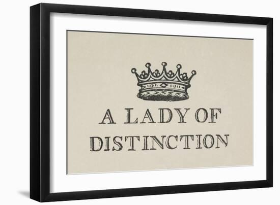 A Lady Of Distinction'. Illustration Of a Crown With Text-Thomas Bewick-Framed Giclee Print