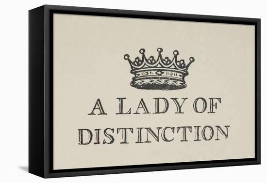 A Lady Of Distinction'. Illustration Of a Crown With Text-Thomas Bewick-Framed Stretched Canvas