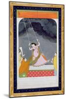 A Lady on a Swing, Kangra, Punjab Hills C.1790 (Opaque W/C on Paper)-Mughal-Mounted Giclee Print