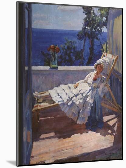 A Lady on the Balcony, 1916-Sergei Arsenyevich Vinogradov-Mounted Giclee Print