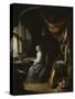 A Lady Playing the Clavichord-Gerrit Dou-Stretched Canvas