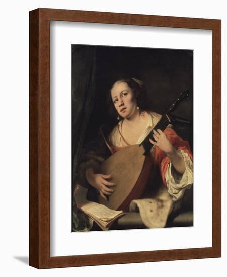 A Lady Playing the Lute, 1654-Ferdinand Bol-Framed Giclee Print