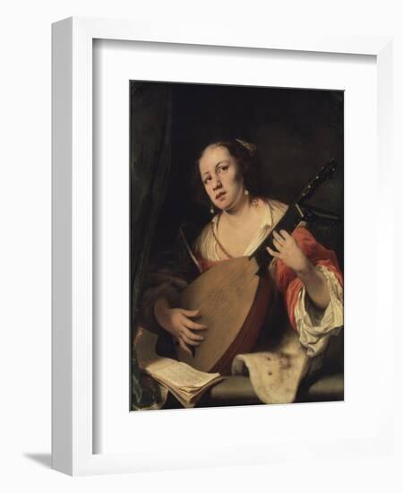 A Lady Playing the Lute, 1654-Ferdinand Bol-Framed Giclee Print