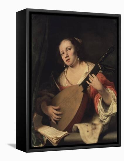 A Lady Playing the Lute, 1654-Ferdinand Bol-Framed Stretched Canvas